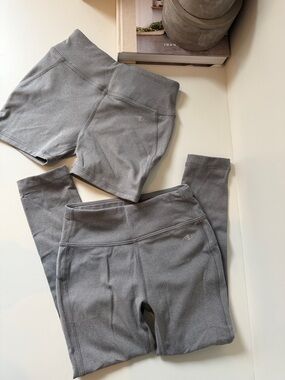 Kids Grey Active Leggings & Shorts Set Bundle